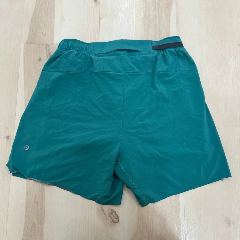 Lululemon Surge Lined Short 6" Teal Lagoon Men's Medium Athletic Workout Run - Picture 12 of 16